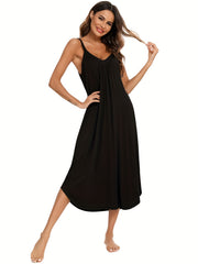 V Neck Spaghetti Strap Sleep Dress Women's Sleepwear