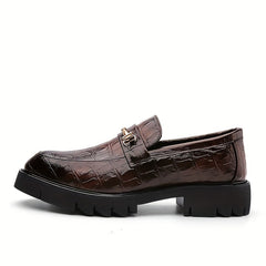 Men's Crocodile Embossed Pointed Toe Loafer Shoes