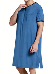Men's Long Nightgown Thin T-shirt Loose Loungewear Pajamas Arab Robe