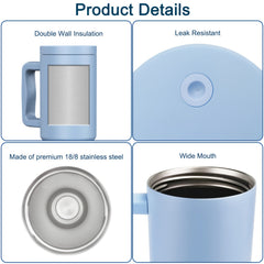 Stainless Steel Tumbler with Straw Lid Handle