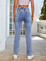 High Rise Vintage Slim Fit Jeans With Pockets