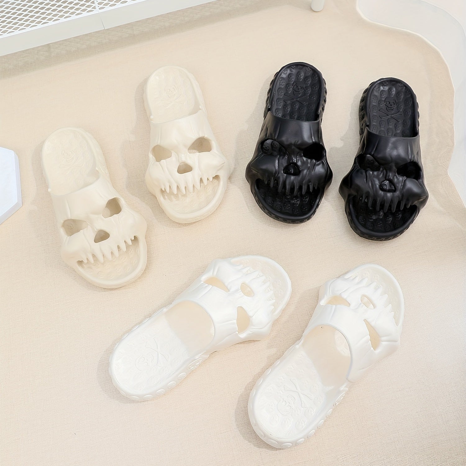 Women's Skull Head Slides Soft Sole Halloween Shoes