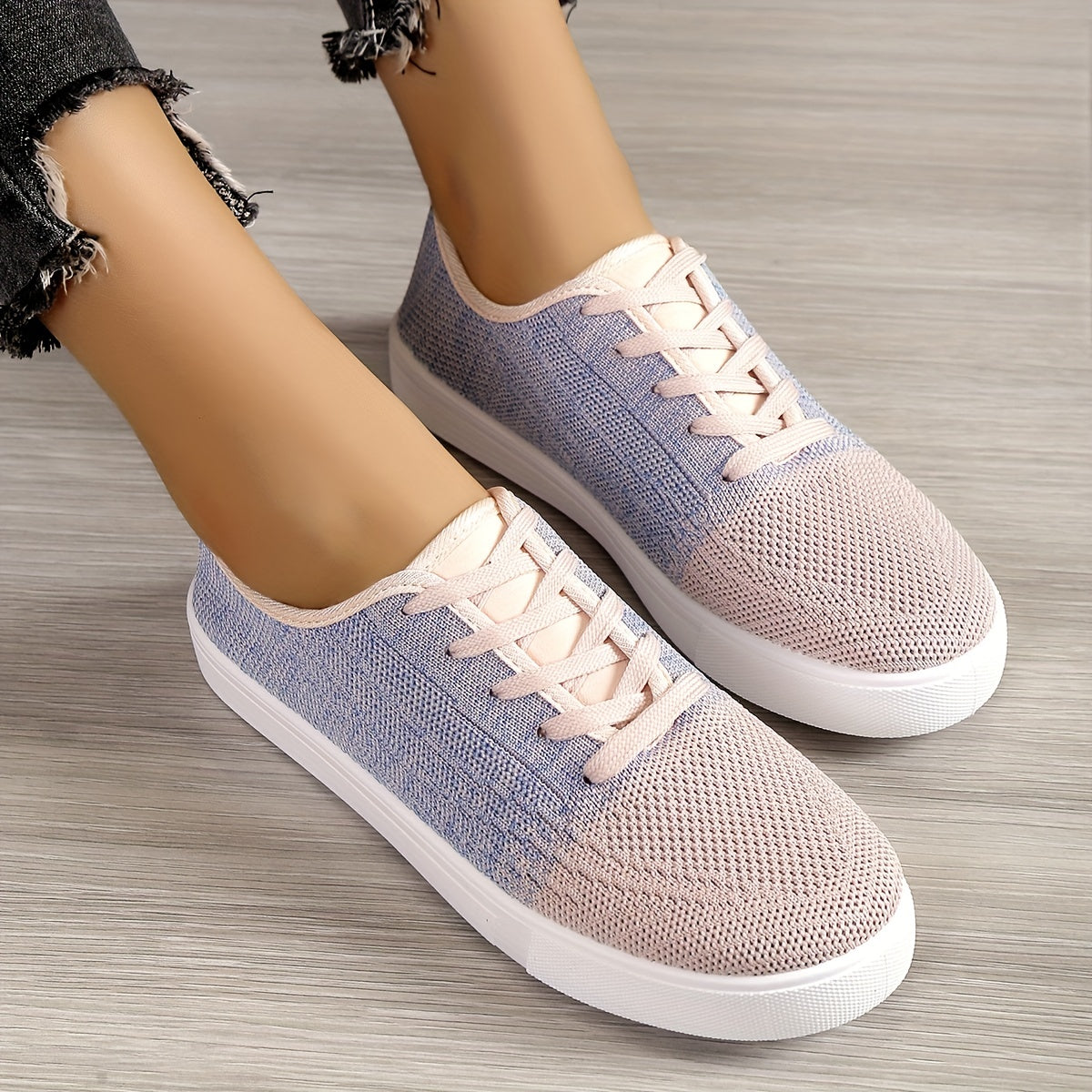 Women's Mesh Panel Slip On Sneakers Low Top Flat Shoes