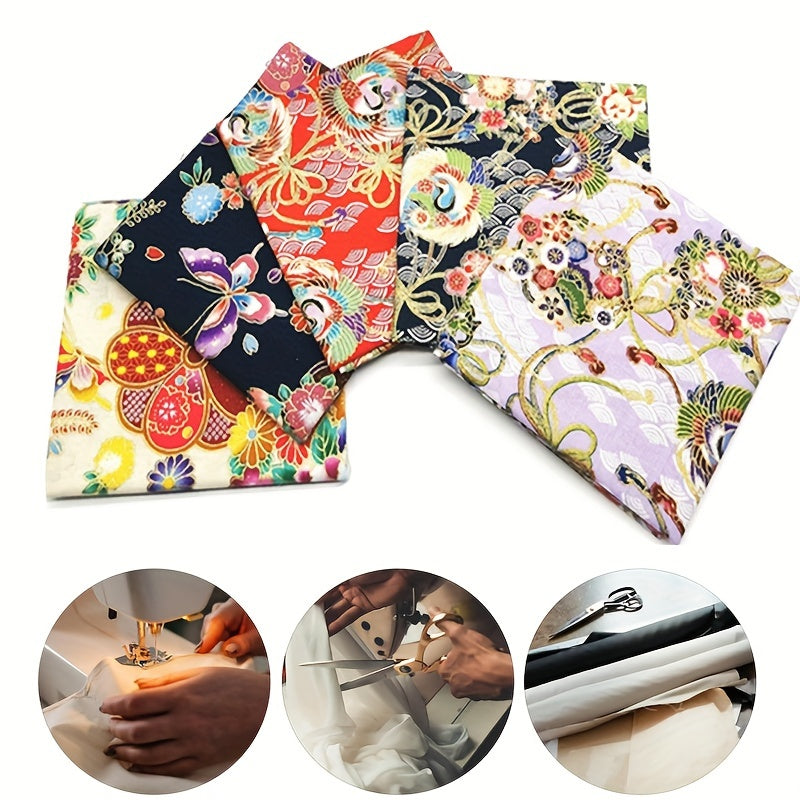 5pcs Japanese Style Fabric Squares Printed Cotton Wrapping Cloth Quilting