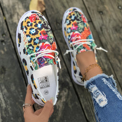 Leopard Pattern Low Top Sneakers Women's Sport Shoes