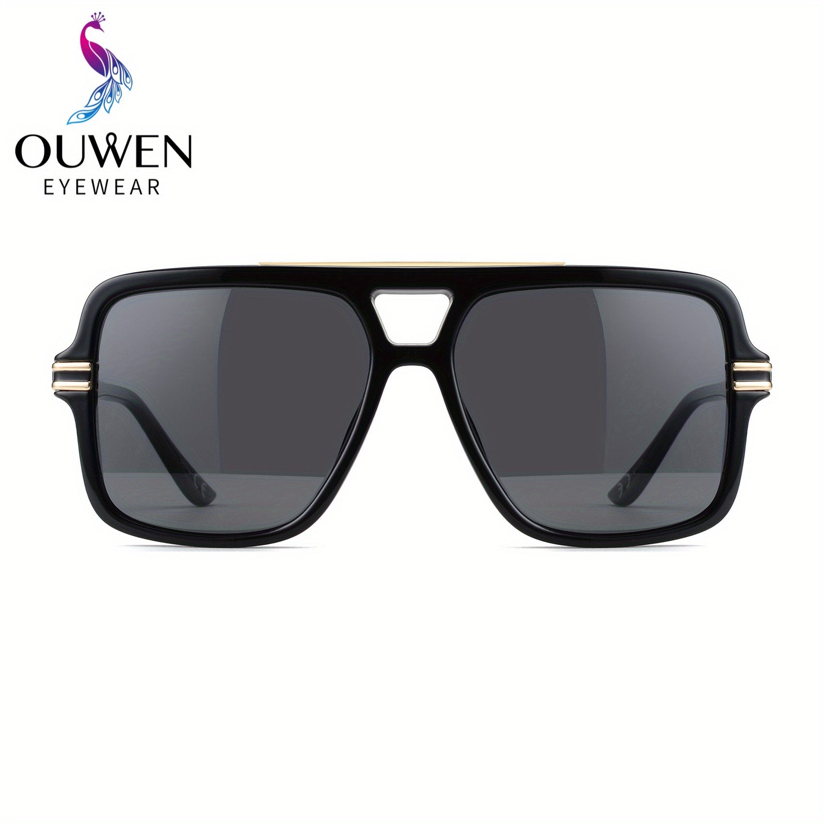 OUWEN Retro Oversized Square Pilot Polarized Men's Sunglasses