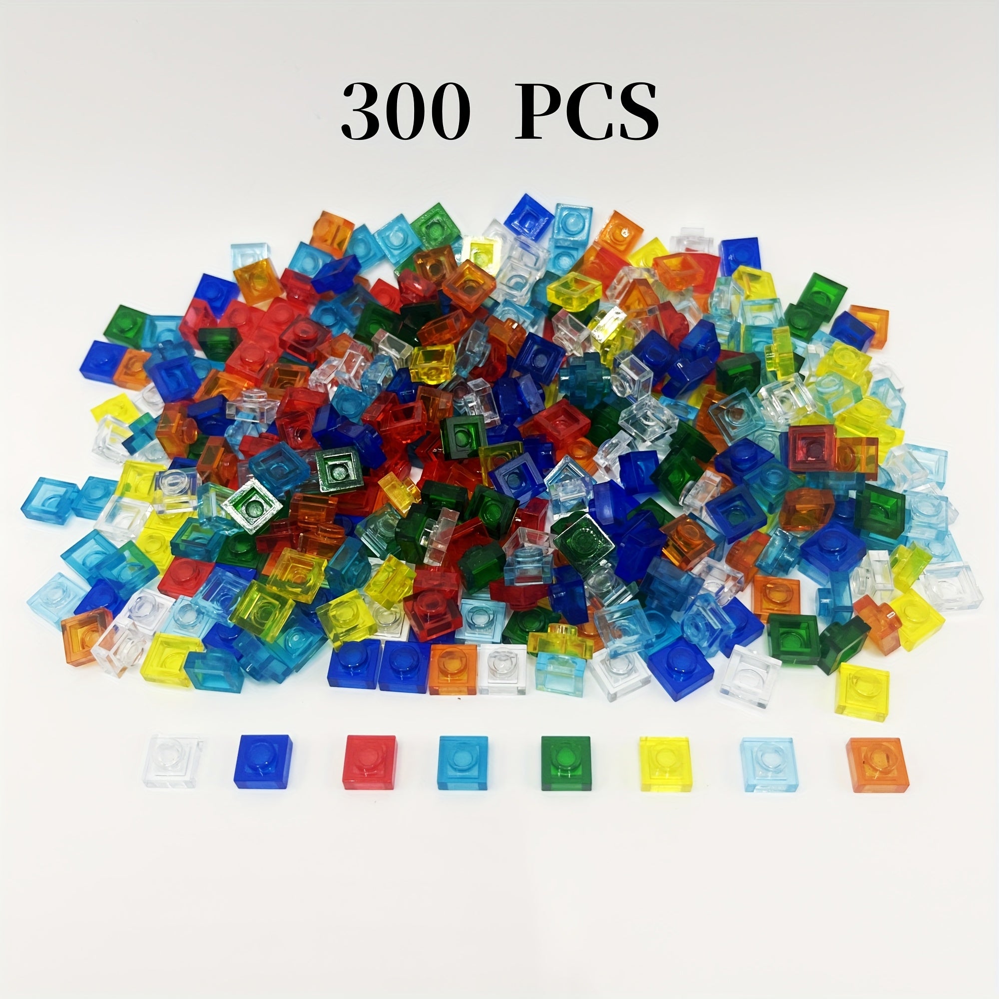 300pcs Colorful Transparent Building Blocks - Durable ABS Material