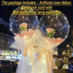 79 cm Red Wave Ball Luminous Rose Balloon Bouquet Gift