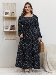 Abaya Dress Women's Plus Ditsy Floral Print Lantern Sleeve