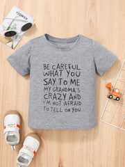 Cute Toddler T-Shirt Letter Print Round Neck Short Sleeve Tee
