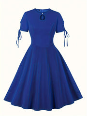 Solid Knot Short Sleeve Casual Dress