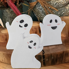 3pcs Wooden Ghost Sign Table Tray Decoration