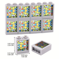10pcs Window Frame Building Blocks 1x2x2 with Glass Panels