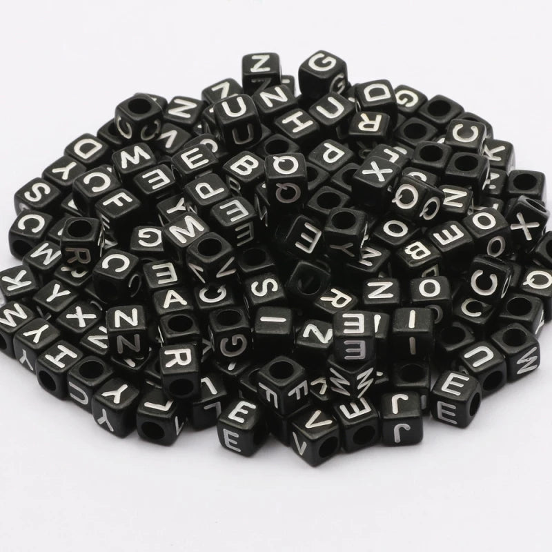 100pcs Mixed Letter Acrylic Beads Alphabet Cube Shape Spacer Jewelry Making