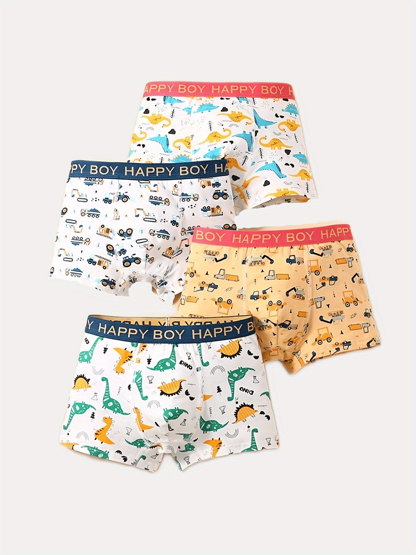 4pcs Boys Teen Cartoon Print Soft Boxer Briefs Underwear