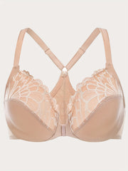 Bra Women's Lace Closure Front Racer Back Full Cover Underwire Bra