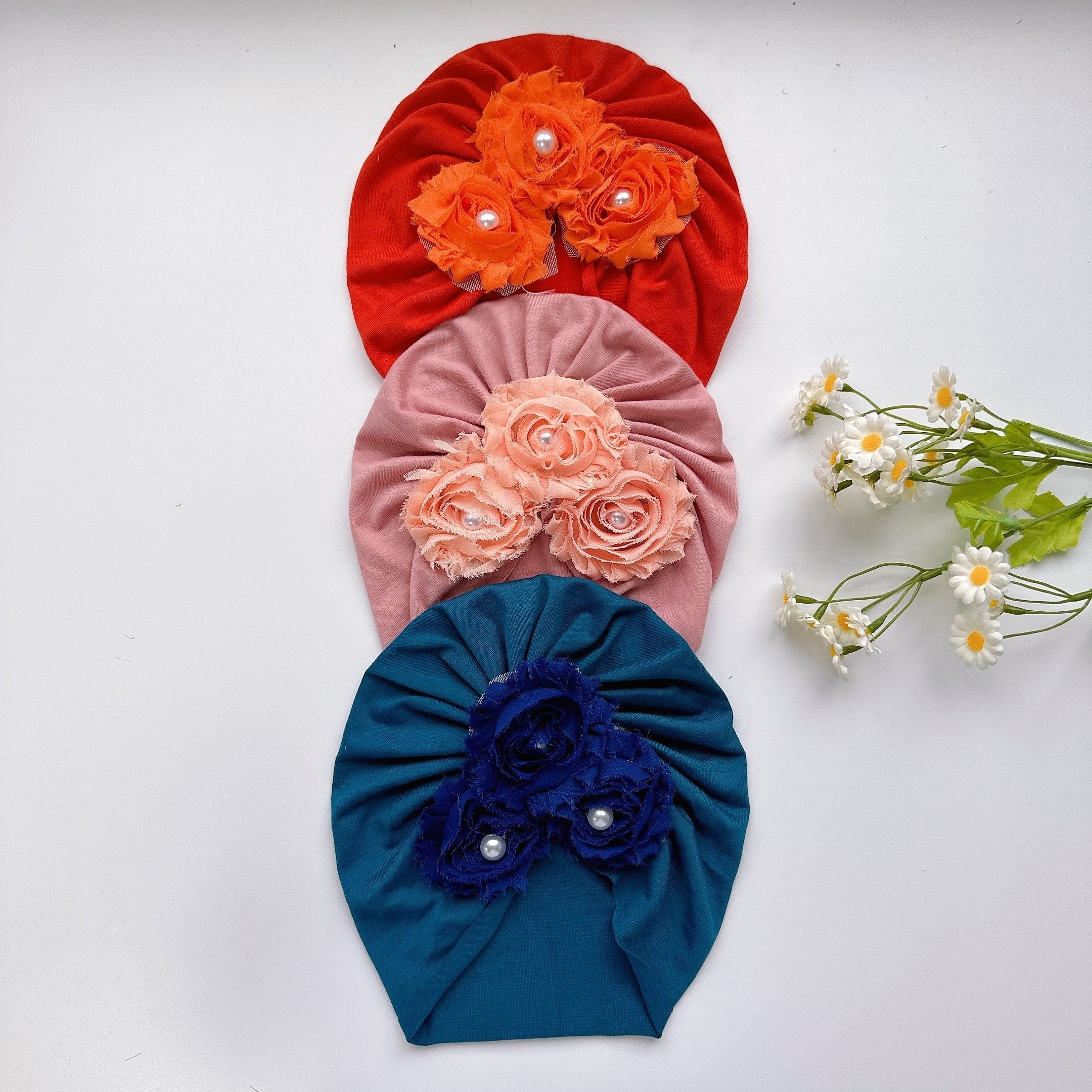 Baby Girl Sunflower Beaded Hat Elastic Soft