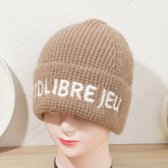 Embroidery Beanie Hat for Women Men Casual Knit