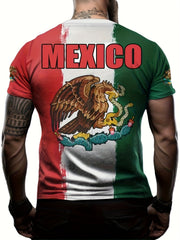 Mexico Eagle Pattern Print Men's Short Sleeve T-shirt Graphic Tee