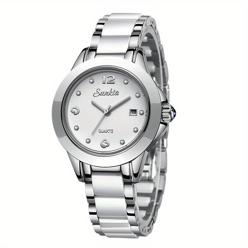 LIGE Schoolgirl Ceramic Watch Girl Quartz Watch Calendar Waterproof Wrist Watch