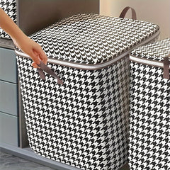 2pcs Houndstooth Storage Basket Large Zipper Box for Cloth
