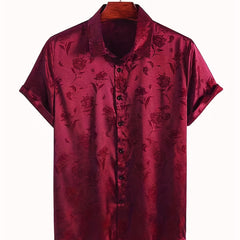 Men's Floral Print Short Sleeve Shirt for Summer Vacation