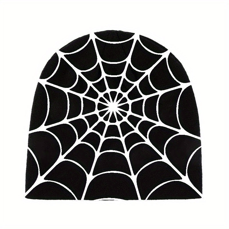 Y2K Spider Web Jacquard Beanie Gothic Skull Cap