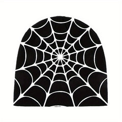 Y2K Spider Web Jacquard Beanie Gothic Skull Cap
