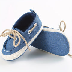 Solid Lace Up Sneakers for Baby Boys Lightweight Non Slip Shoes