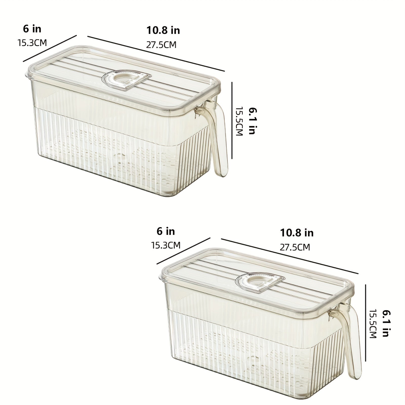 Set of 2 Large Food Storage Containers with Lid and Handle