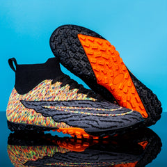 Boys Anti Skid Turf Football Boots Breathable Woven Knit Lace Up Soccer Cleats