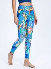 Leaf Printed Yoga Sports Leggings for Women's Activewear