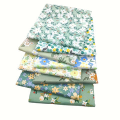 8pcs Green Flower Series Cotton Twill Fabric for Quilting and Sewing DIY