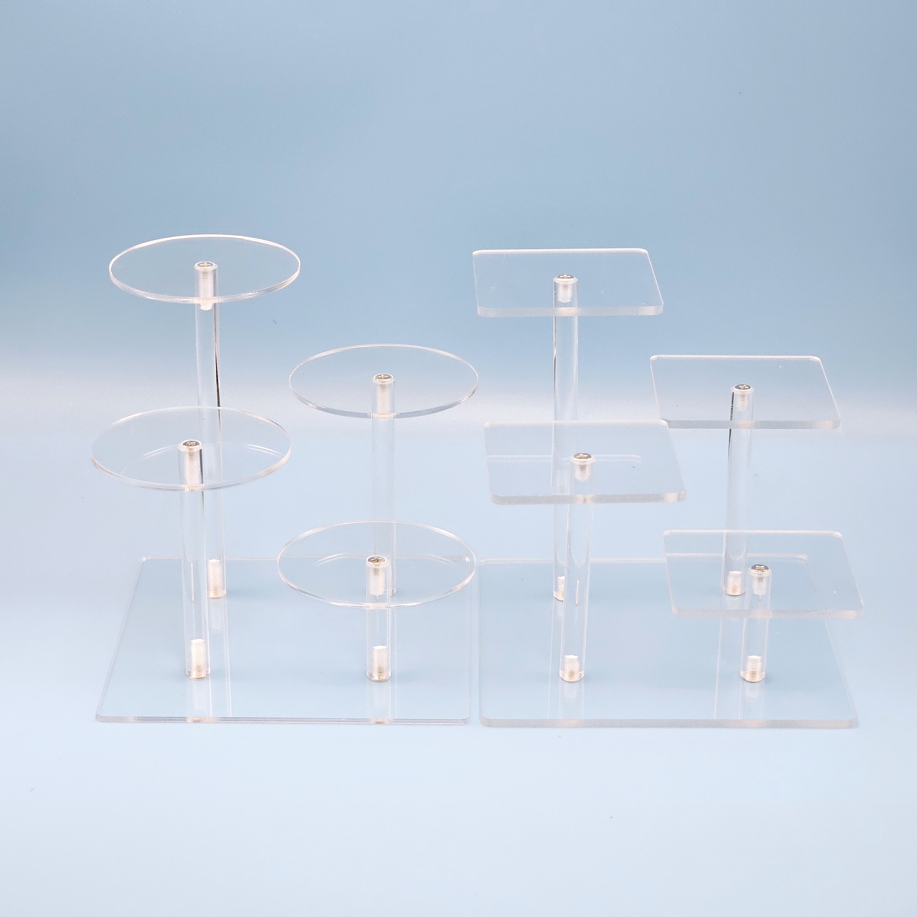 Acrylic Clear Display Rack Tier Square Round Storage Holder Desktop