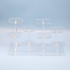 Acrylic Clear Display Rack Tier Square Round Storage Holder Desktop