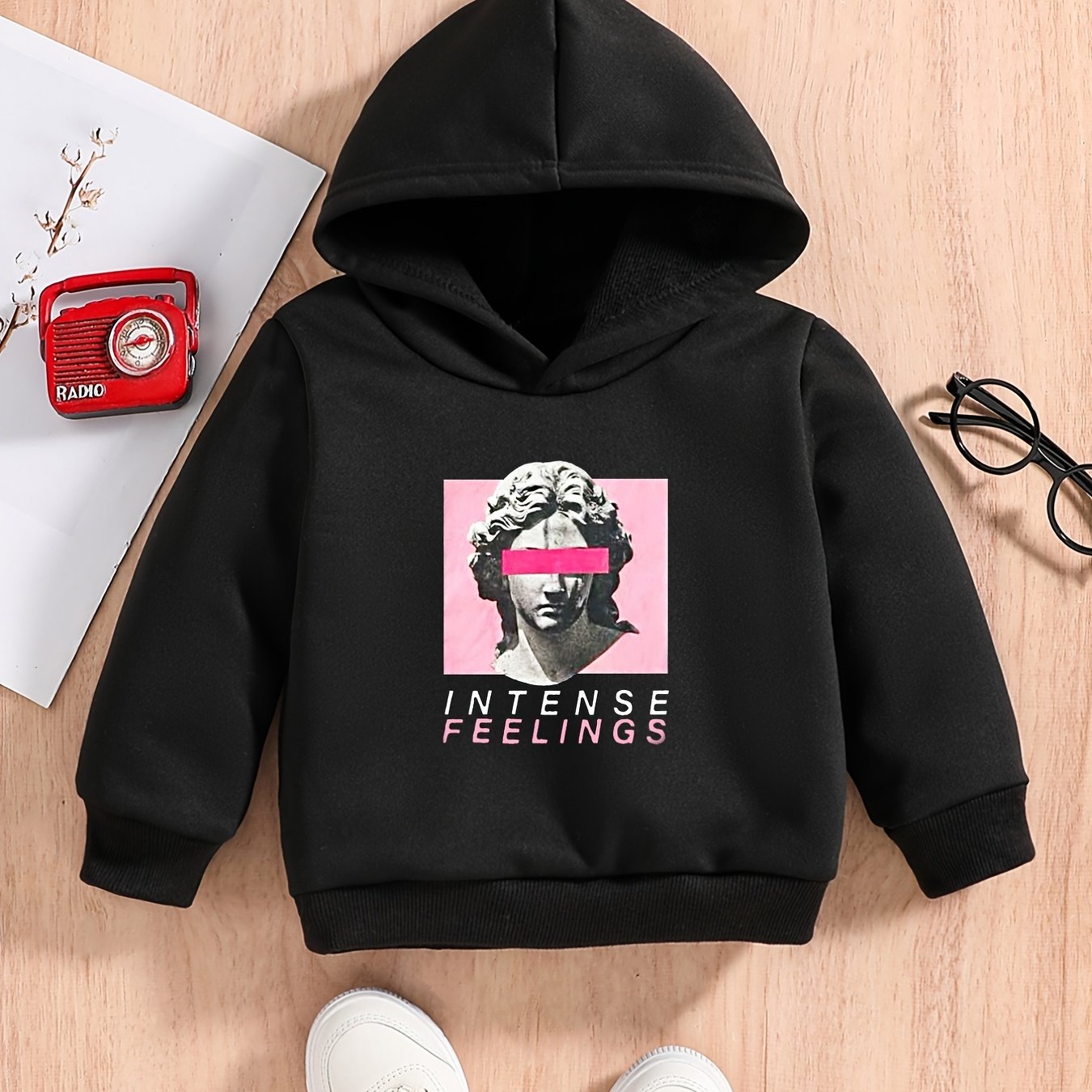 Baby's Casual Hooded Sweatshirt with Statue Print