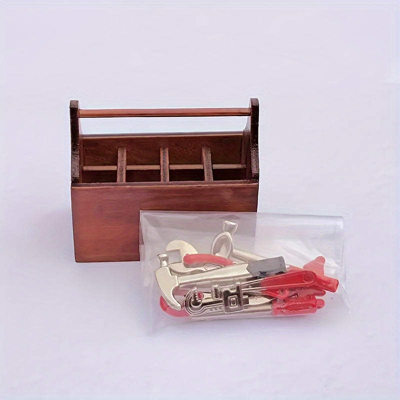 8 Pcs Mini Wooden Toolbox Metal Alloy Tool