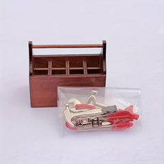 8 Pcs Mini Wooden Toolbox Metal Alloy Tool