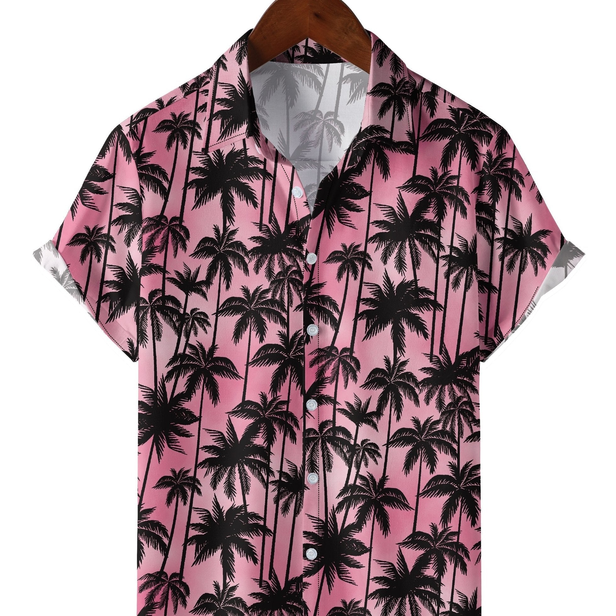 Men's Coconut Tree Camp Collar Hawaiian Shirt Short Sleeves