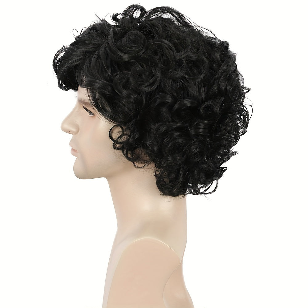 Men's Short Curly Wig for Daily Wear Party