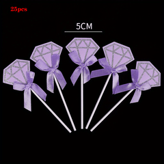25pcs Glitter Diamond Ring Cupcake Toppers Wedding Decor