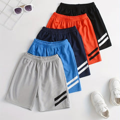 5pcs Boy's Shorts Elastic Waist Bottoms Comfy Soft Kids Active Clothes