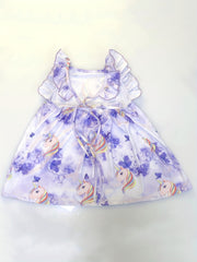 Girl's Princess Dress Sleeveless Ruffle Unicorn Print Dress