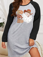 Christmas Nightdress Women's Plus Raglan Sleeve Tee Sleep Dress