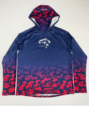 Men's Block Pattern Hoodie With Mask Sun Protection Fishing Shirt