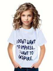 Graphic Crew Neck Short Sleeve T shirt Girls Casual Pullover Tops