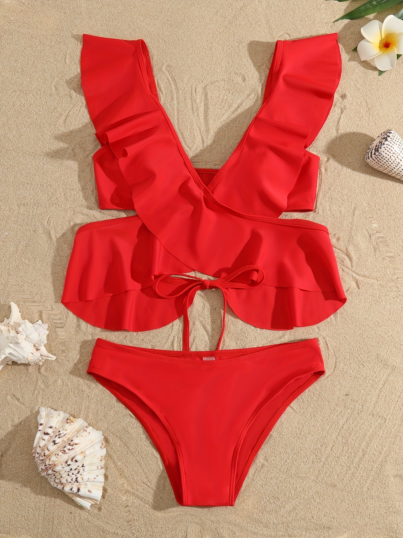 Mommy Kids Matching Swimsuit Ruffle Sleeve Swimwear