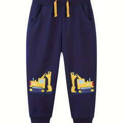 Boys Cartoon Construction Car Jogger Pants