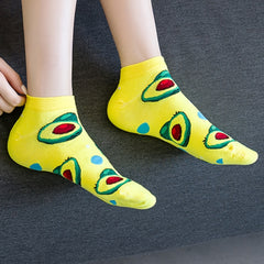 4 Pairs Fruit Pattern Boat Socks Colorful Low Cut Ankle Stockings