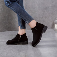 Women's Chunky Heeled Side Zip Ankle Boots